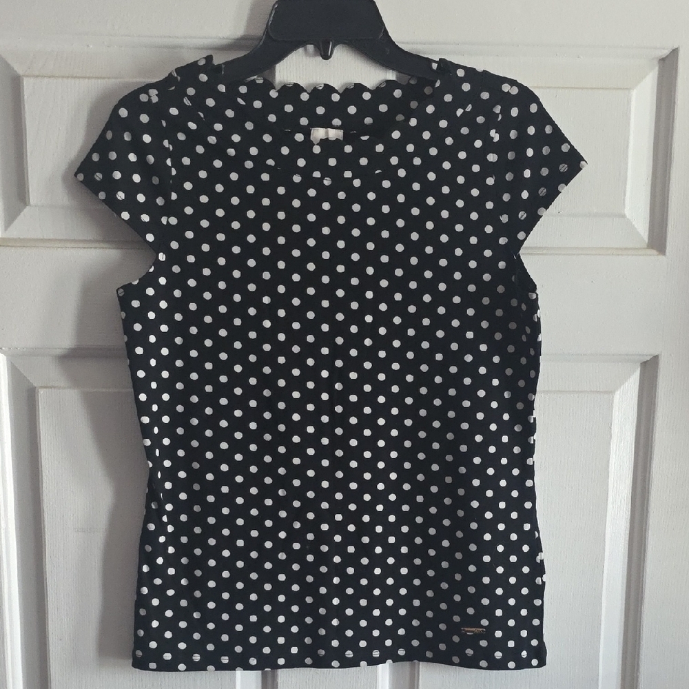 Anne Klein Black and White Polka Dot Short Sleeve Top, NWT, Size Small. - Picture 10 of 11